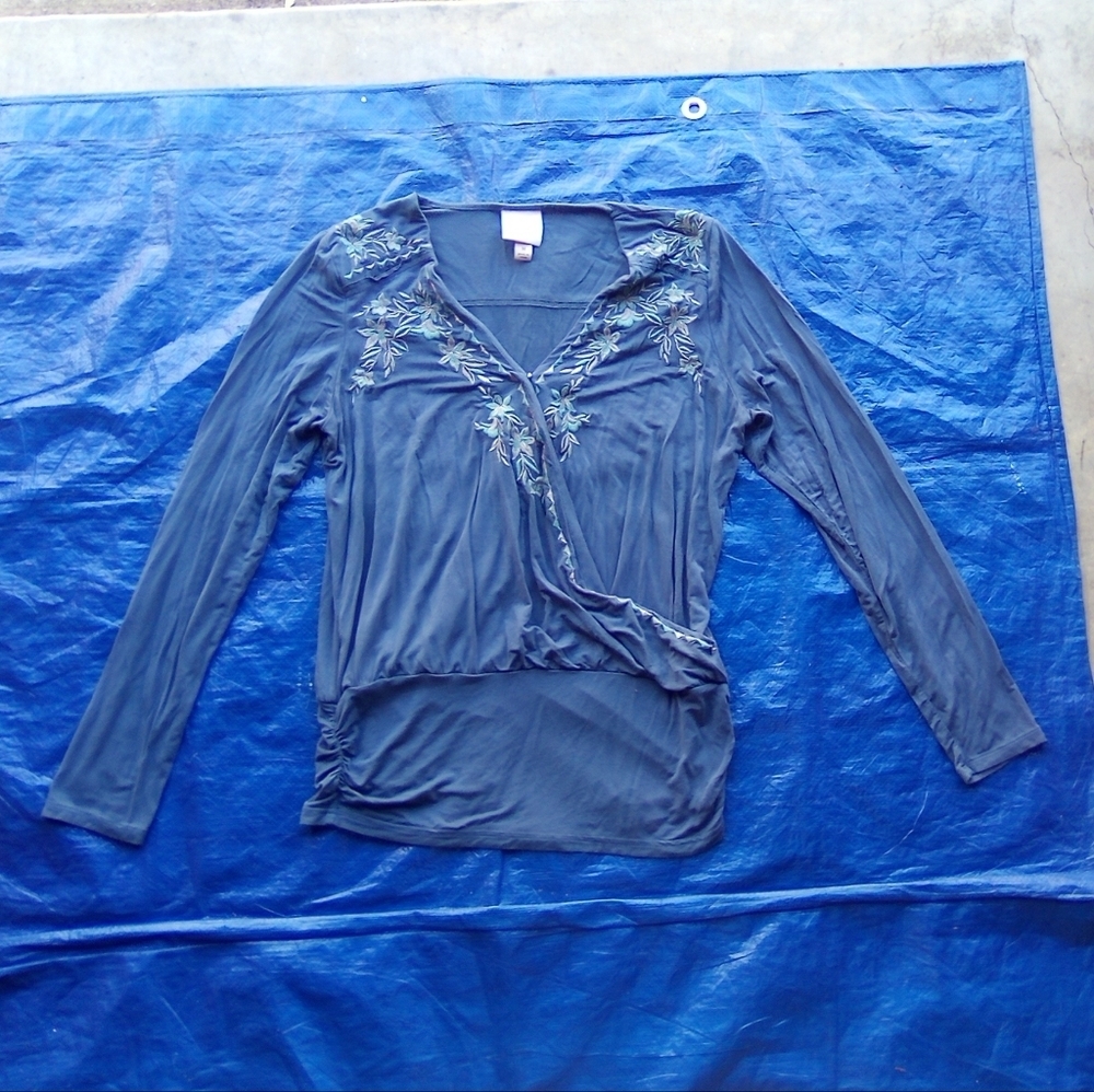 Rose Knox Embroidered Blue Women's Top